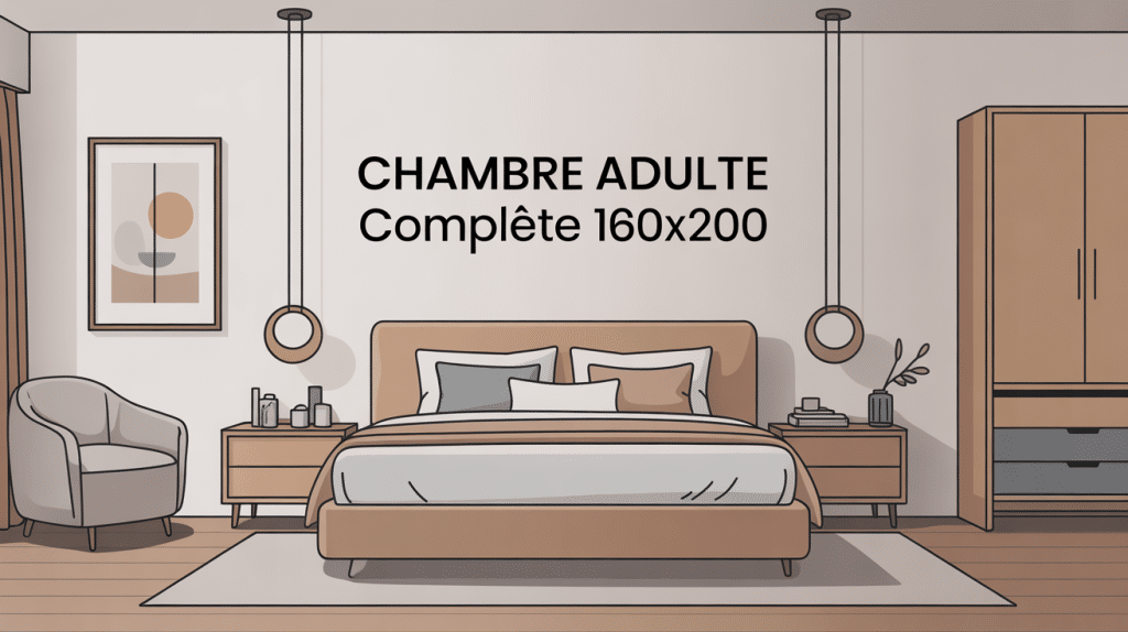chambre adulte complete 160x200 élégante avec mobilier assorti
