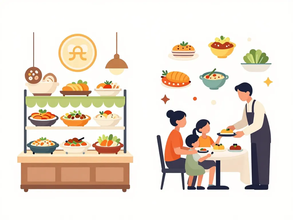 Buffet et service table dans un resto chinois à volonté