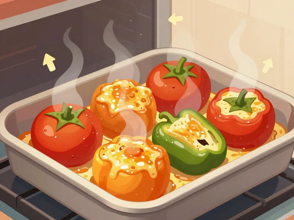 gemista cuisson four légumes farcis étapes