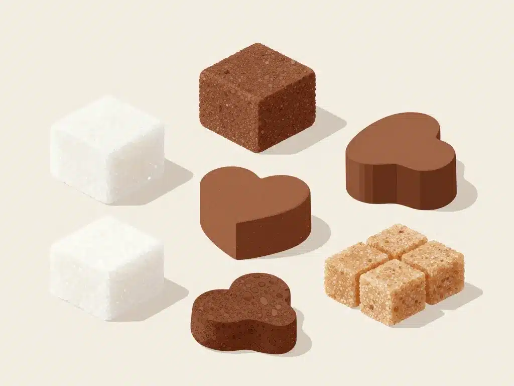 différents types poids d'un carré de sucre