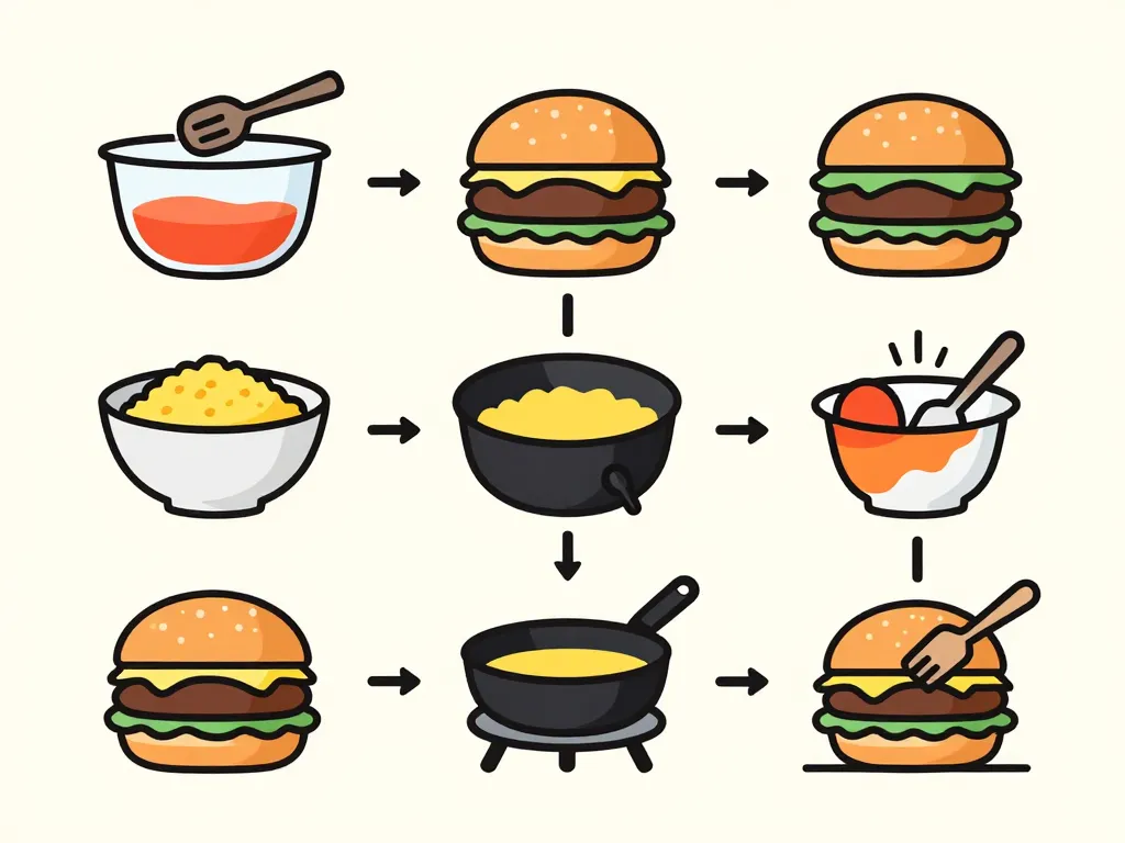 Étapes recette zinger burger maison visuel