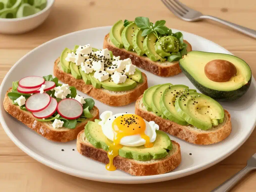 assortiment avocado toast saumon idées brunch