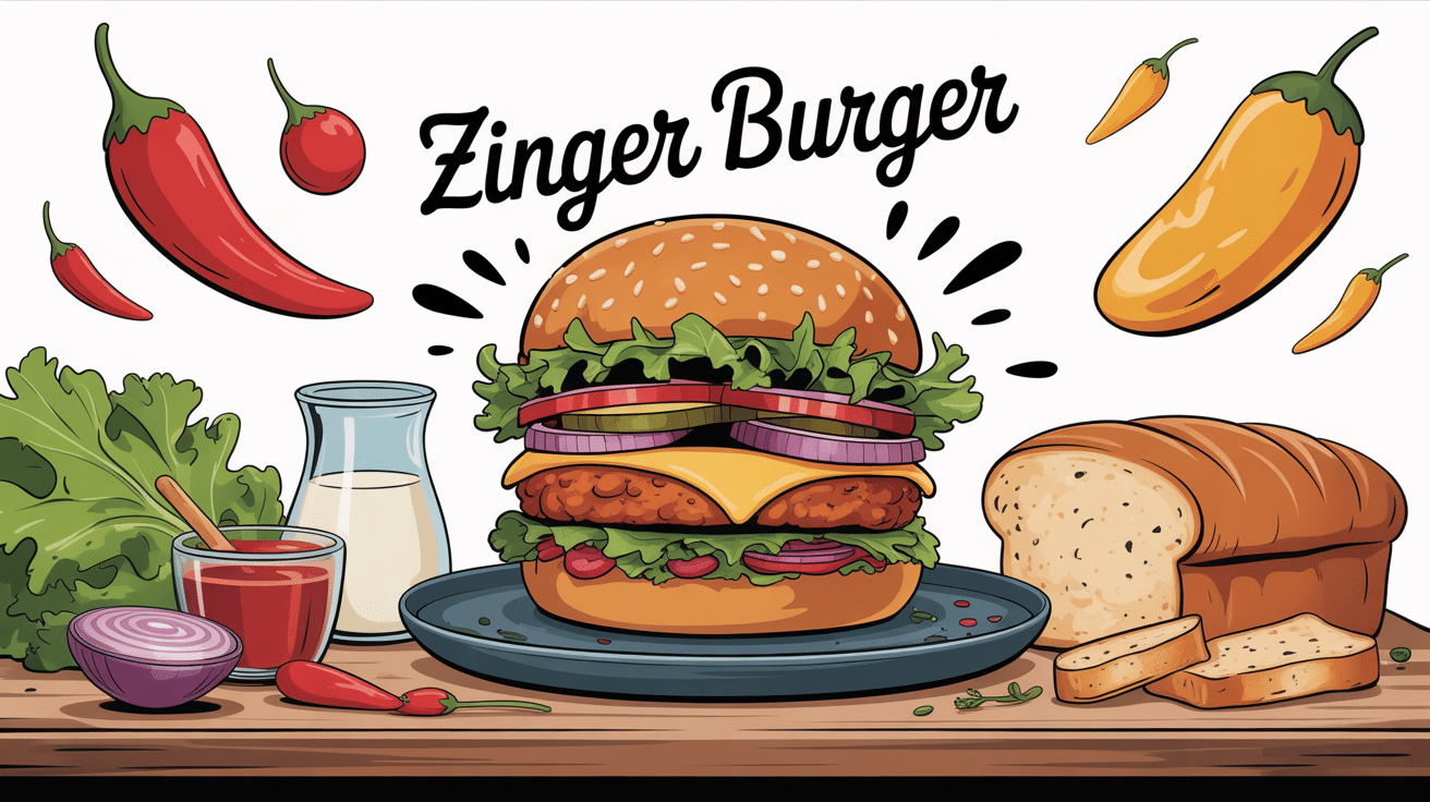 Illustration moderne de zinger burger croustillant