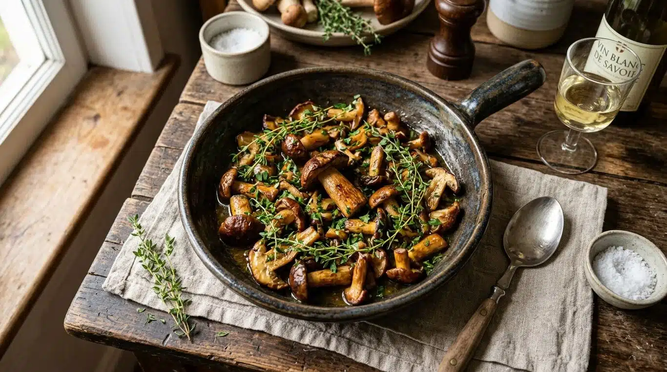 Poêlée de cèpes des bouleaux au beurre demi-sel et thym frais