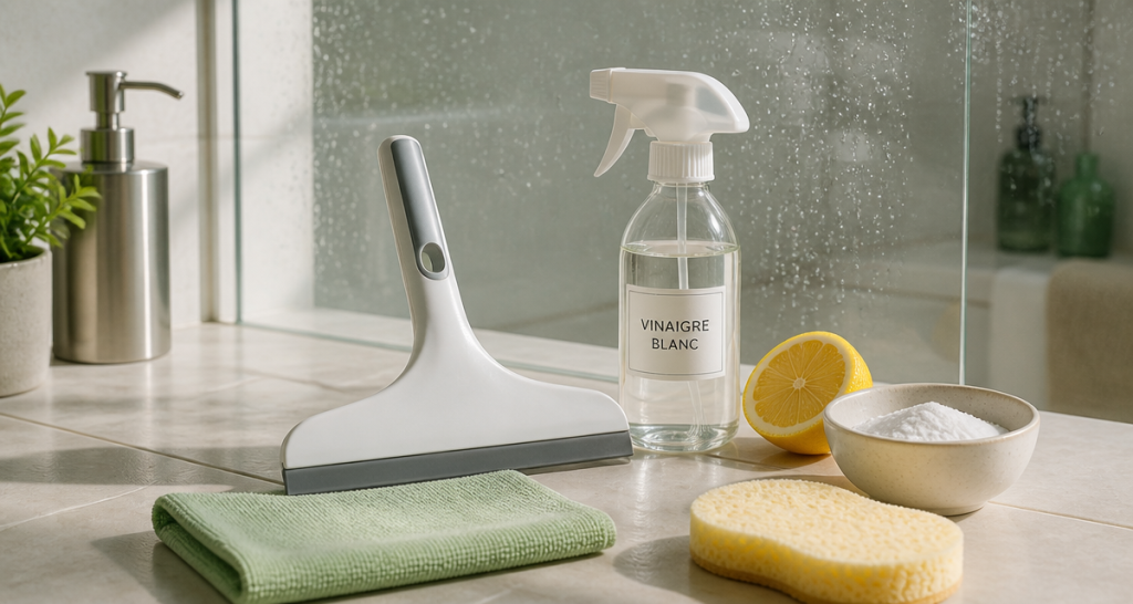 Enlever le calcaire sur les parois de douche avec vinaigre citron bicarbonate