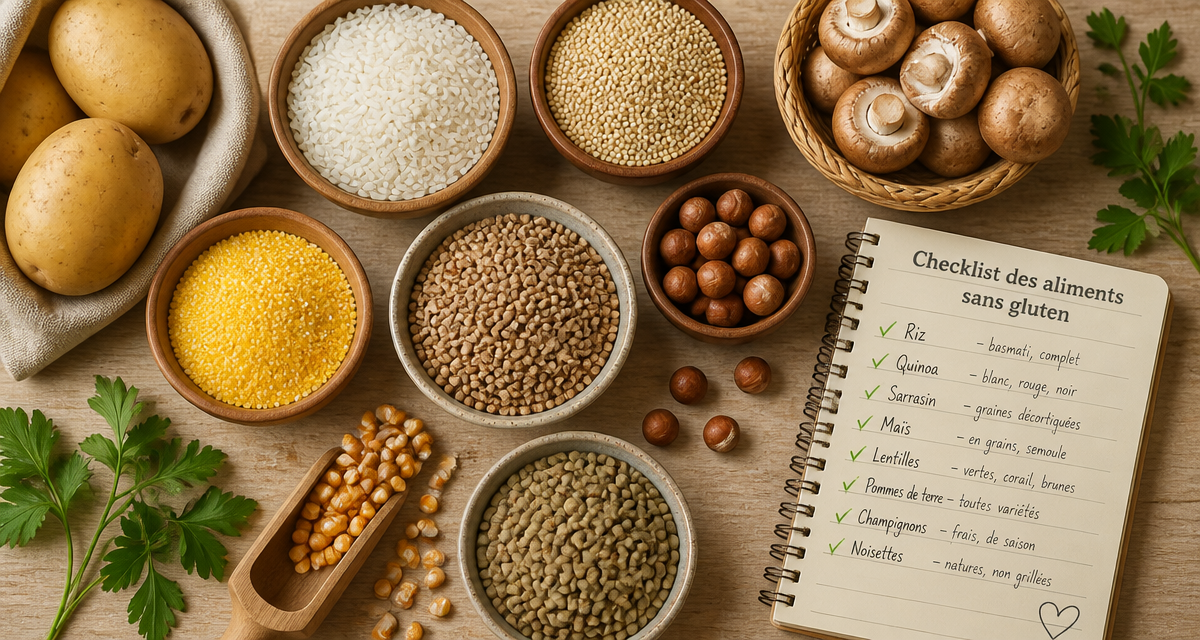 quel sont les aliment sans gluten grains légumes carnet checklist