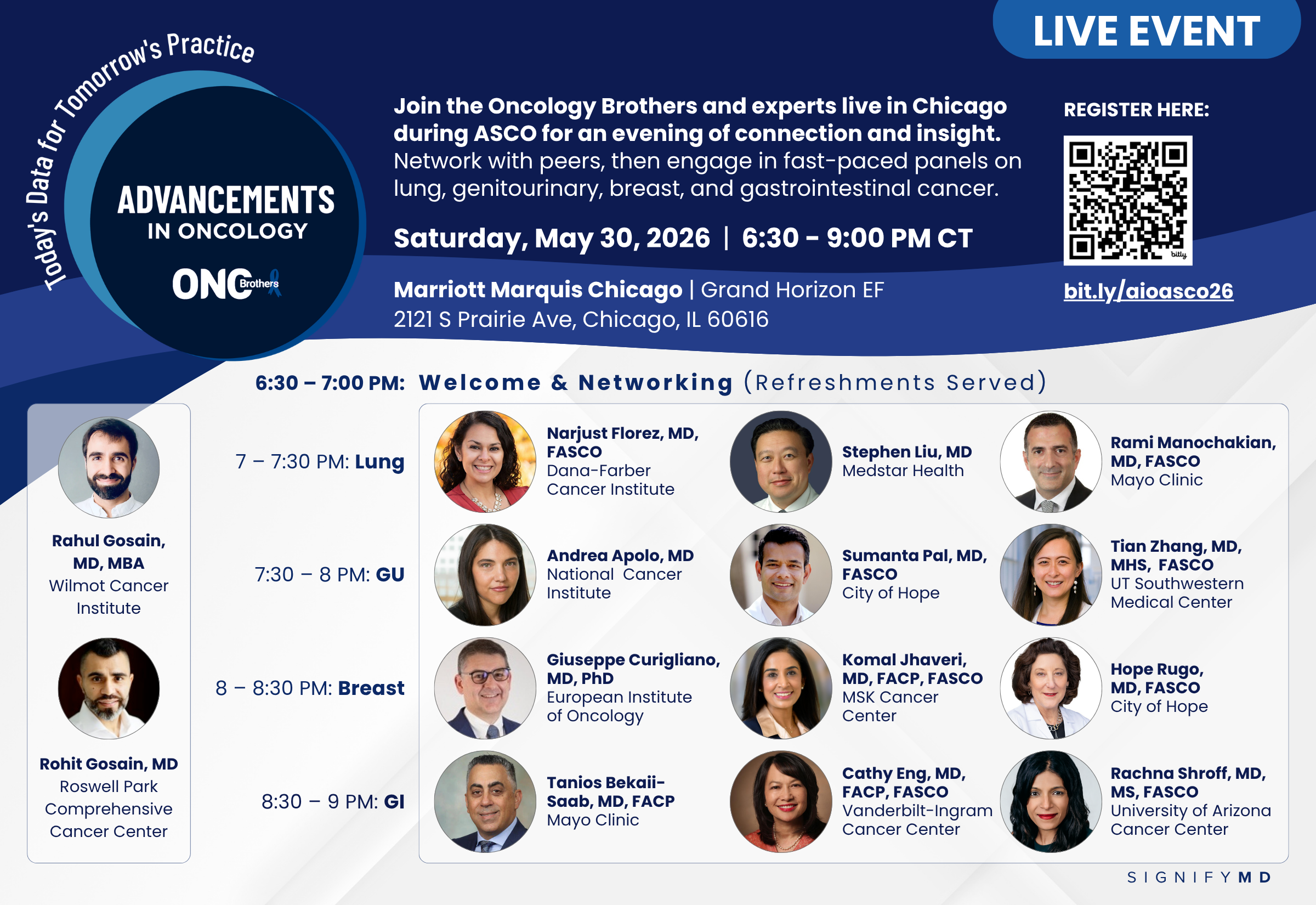 Join the Oncology Brothers and experts live in Chicago for the ASCO conference focusing on lung, gastrointestinal, breast, and gastrointestinal cancers.