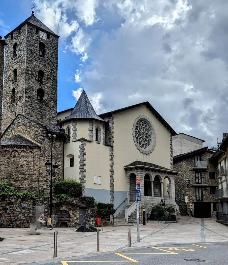 Centre of the Old Town including entrance to Església de Sant Esteve, while historically it goes back to the 12th century it has been extensively modernised in the 20th Century