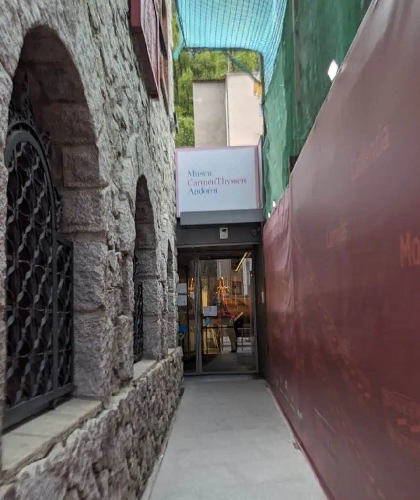 Entrance to Carmen Thyssen Museum a beautiful art gallery in Andorra La Vella and one of the best things to do in Andorra
