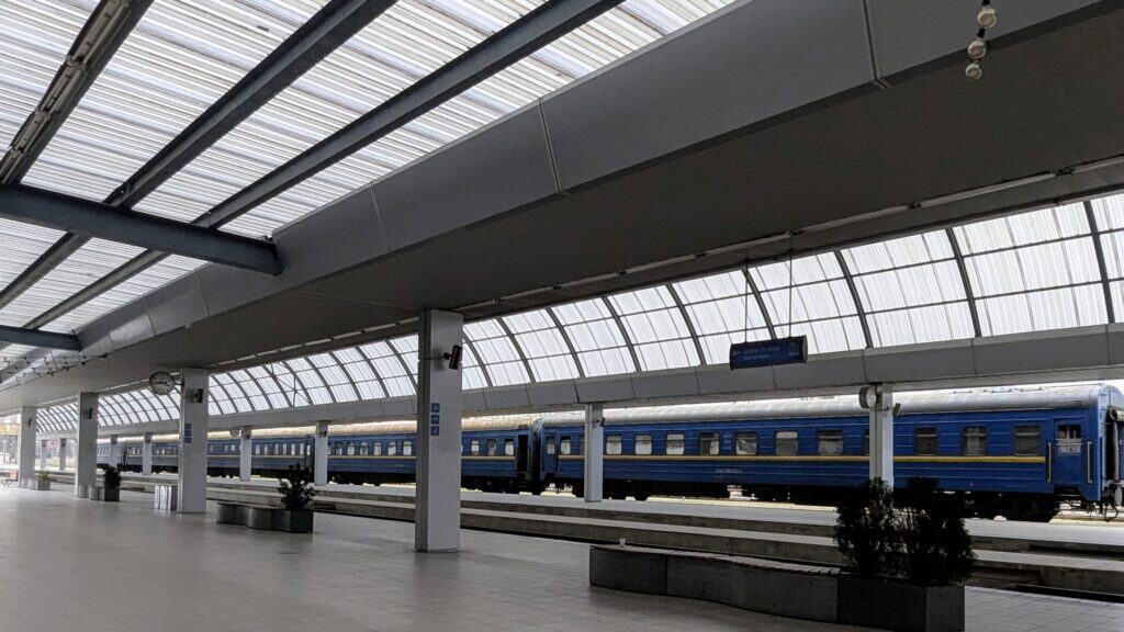 Platform at Chisinau Station with night train to Bucharest