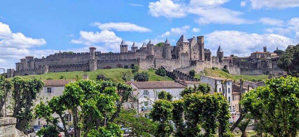 carcassonne medieval city from pont vieux