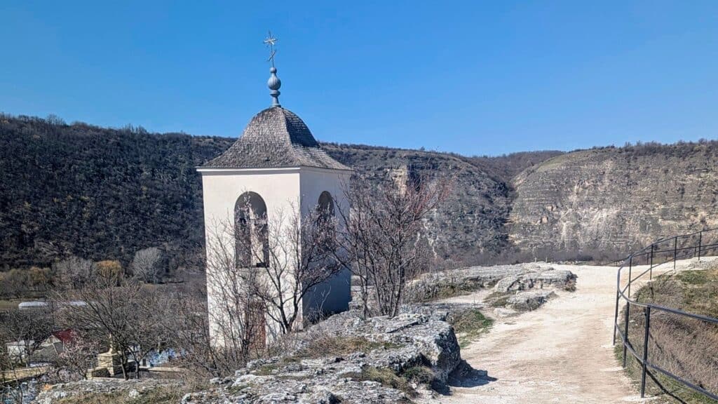 bell tower entrance to cave monastery Old Orhei moldova