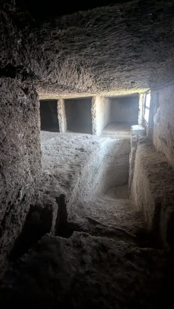 cave cells inside the cave monastery at old orhei
