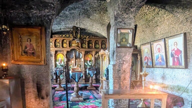 inside the cave monastery at Orheiu Vechi