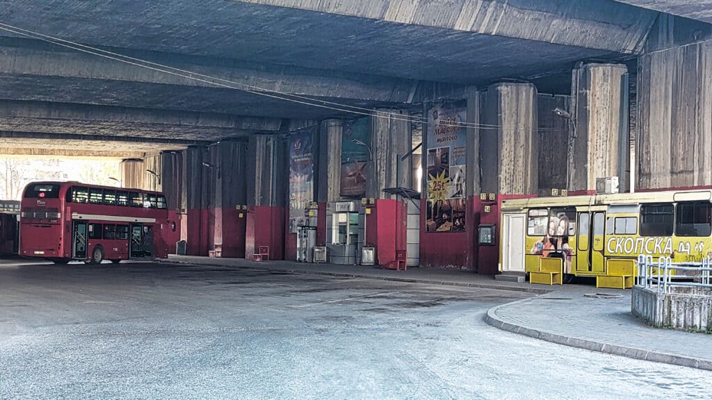 bus station for city buses in Skopje underneath railway station