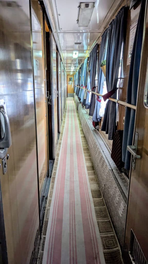 corridor on the pretenia sleeper from chisinau to bucharest