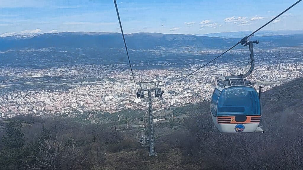 cable car at mount vodno skopje and hiking trail at mount vodno