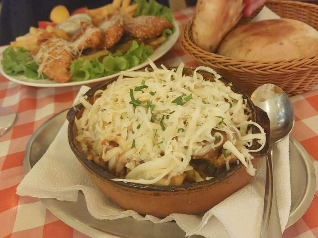 macedonian food at Kuka Skopje - tavče gravče and Macedonian Schnitzel