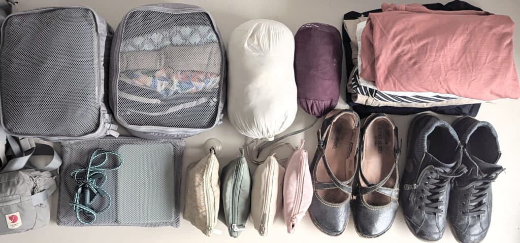 minimalist travel packing with one small bag
