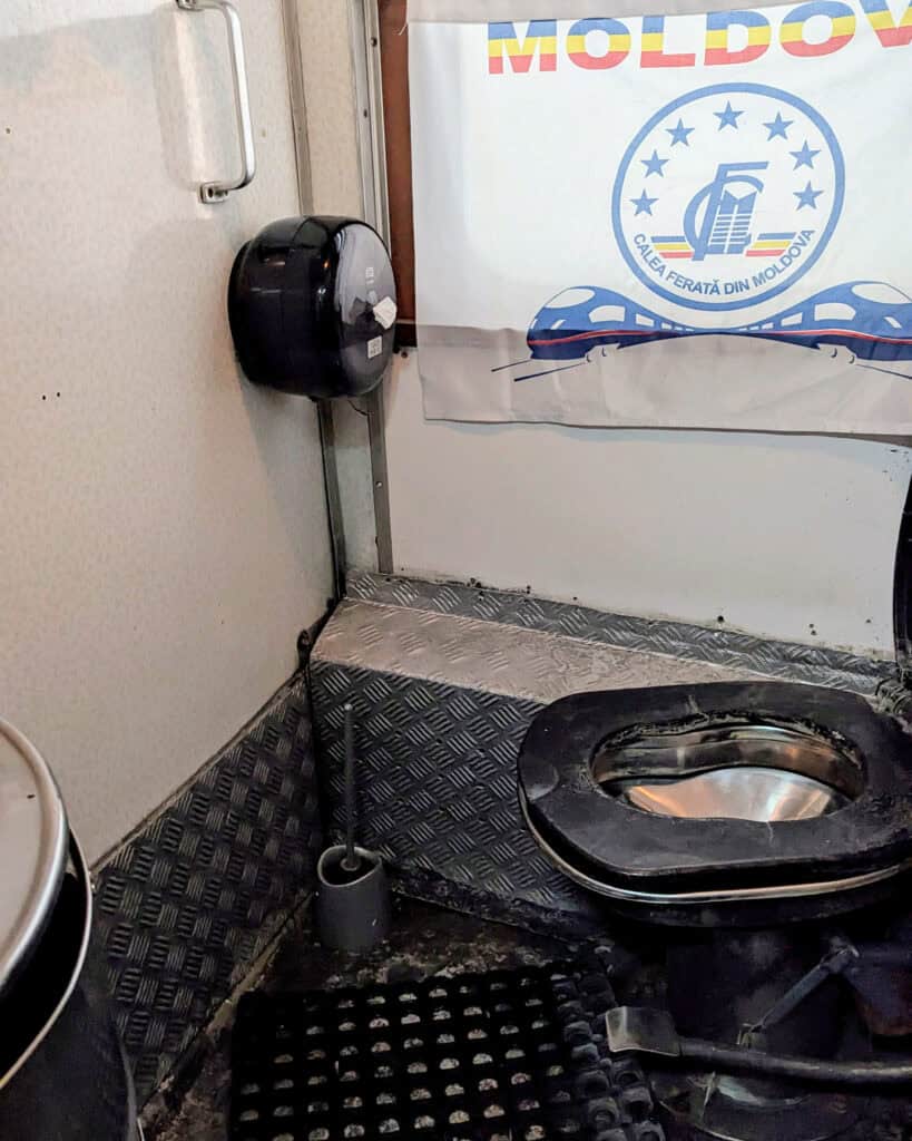 moldova toilet on pretenia sleeper between bucharest and chisinau