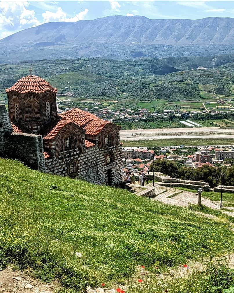 Balkan Overland Adventure Skopje to Albania Berat - View of Holy Trinity Church walking down from Berat Fort