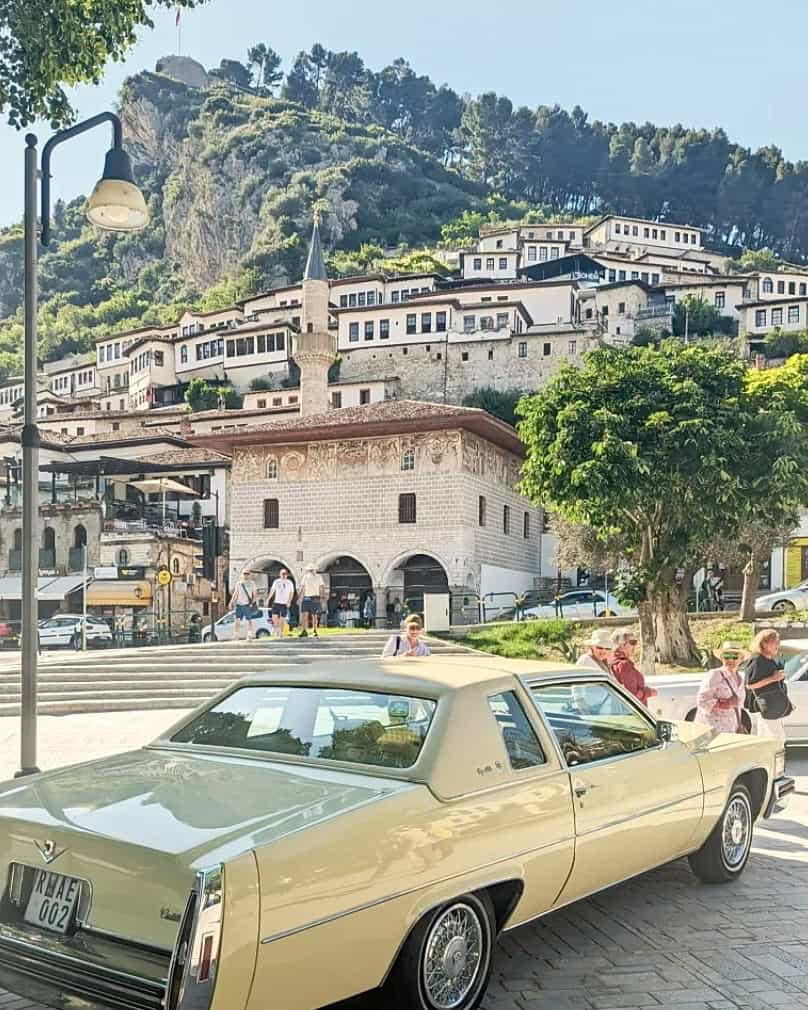 Balkan Overland Adventure Skopje to Albania Berat - View of Mosque and Houses