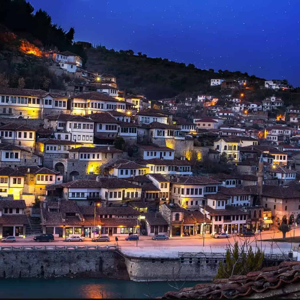 Balkan Overland Adventure Skopje to Albania to Berat - houses river view