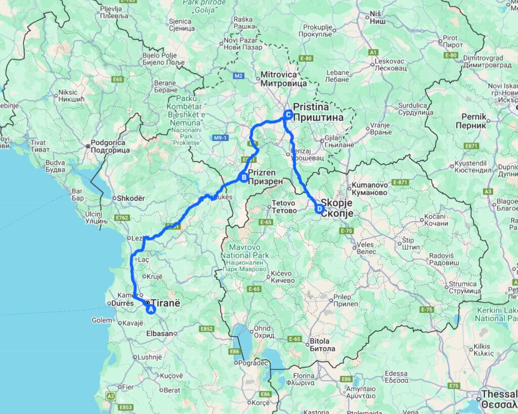 Tirana to Skopje Bus Itinerary via Kosovo