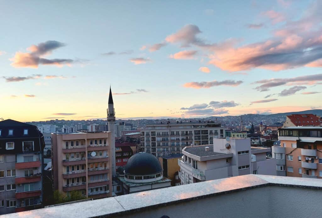 View of Pristina from apartment - Kosovo - 4 Llullave mosque is visible