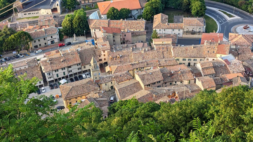 Borgo Maggiore view from cablecar in San Marino