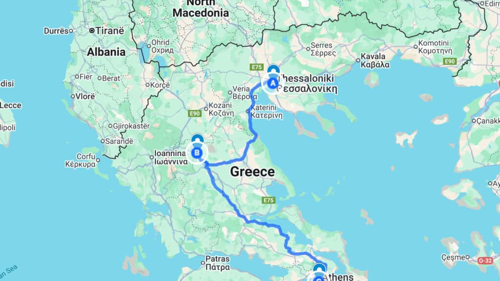Thessaloniki to Meteora to Athens