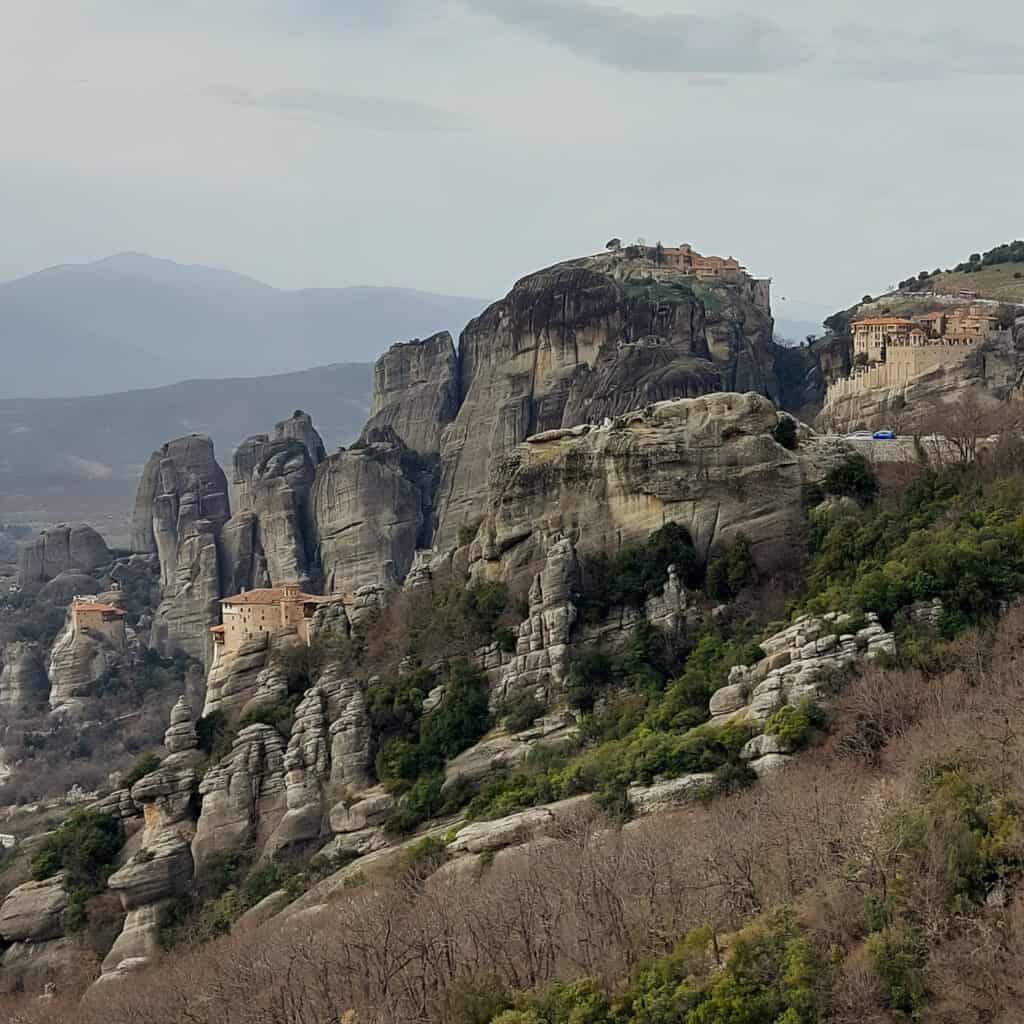 four monasteries of meteora perched on the clifftops
