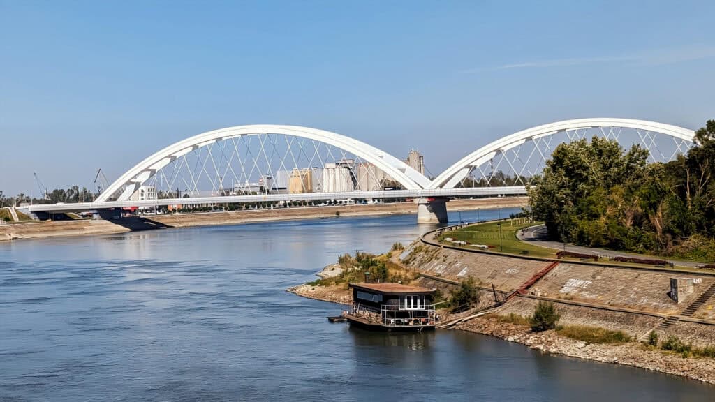 Banks of the river and the bridge to the fortress Novi Sad