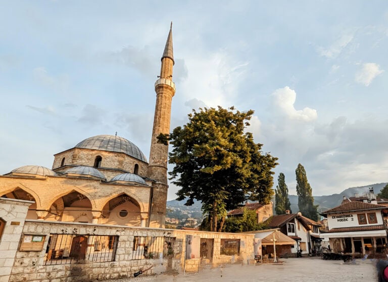 Baščaršija Mosque Sarajevo at golden hour
