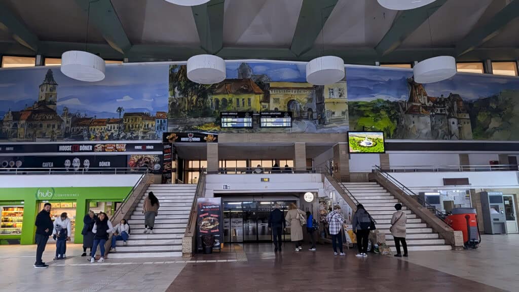 Brasov Train Station - inside with murals