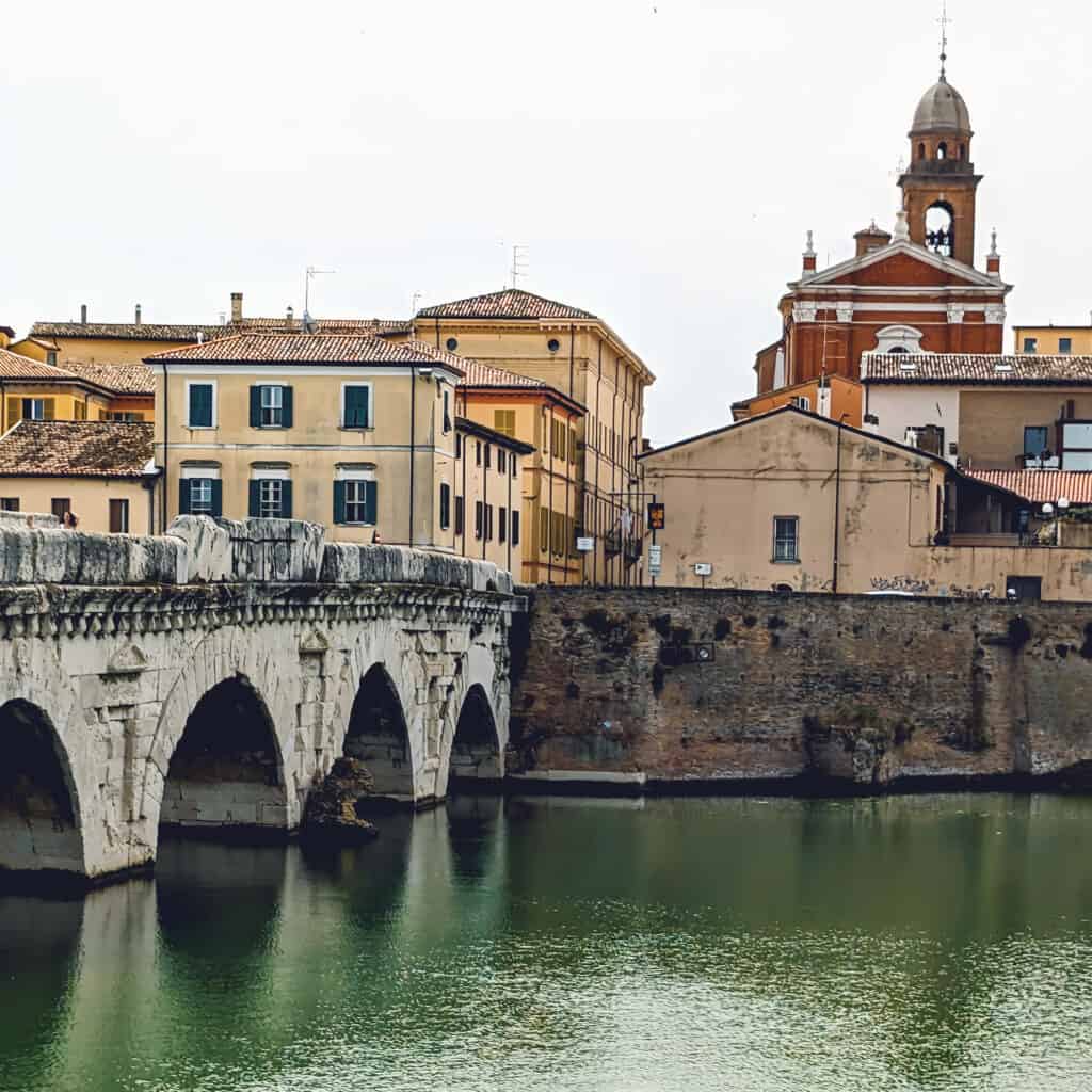 Ponte di Tiberio Rimini view across the river