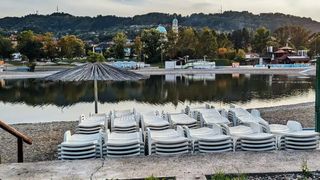 Tuzla Pannonian (salt lakes) deck chairs, inland beach things to do in Tuzla