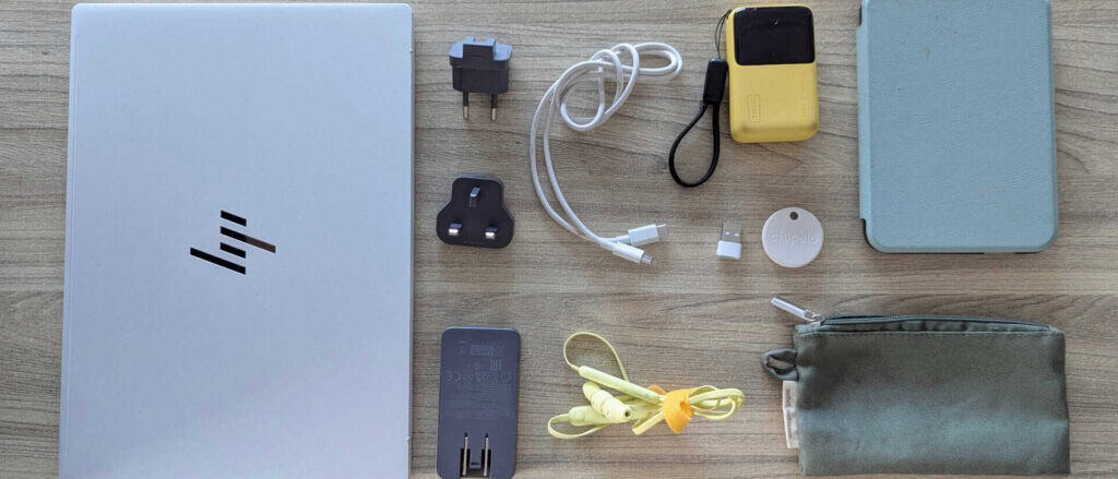 Ultralight Tech setup including 13-inch HP laptop for International Travel 2