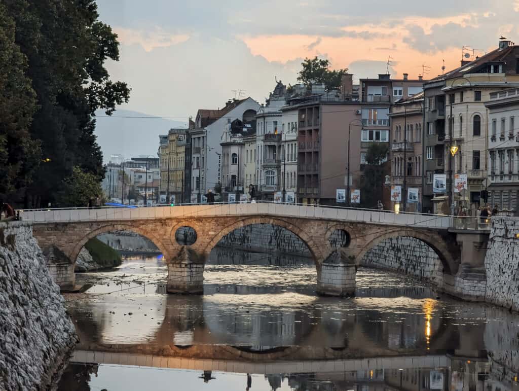 latin bridge at sunset Sarajevo Bosnia Herzogovina