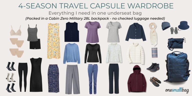 4-Season Travel Capsule Wardrobe in One Underseat Bag - Minimalist Packing