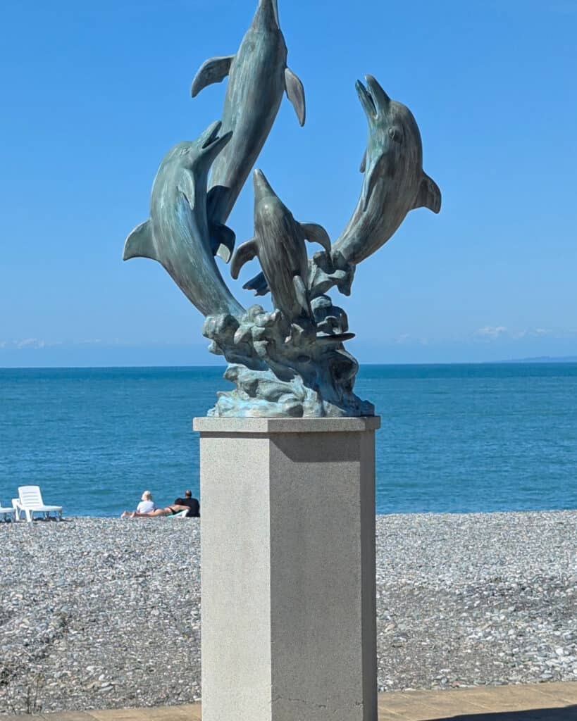 dolphin sculpture at Batumi beach
