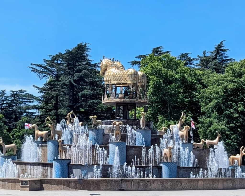 Colchis Fountain - tiered with horses in Georgia's main square