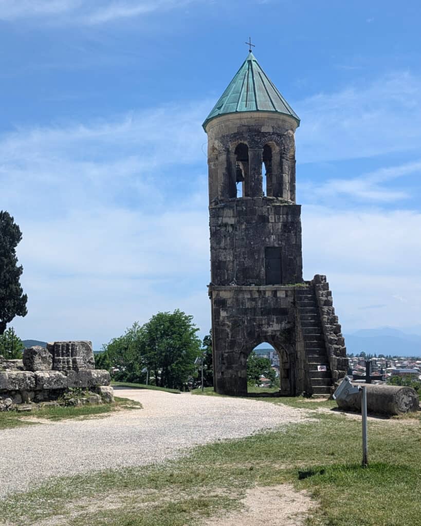 bell tower of the Bagrati Cathedral on the top of the hill Kutaisi