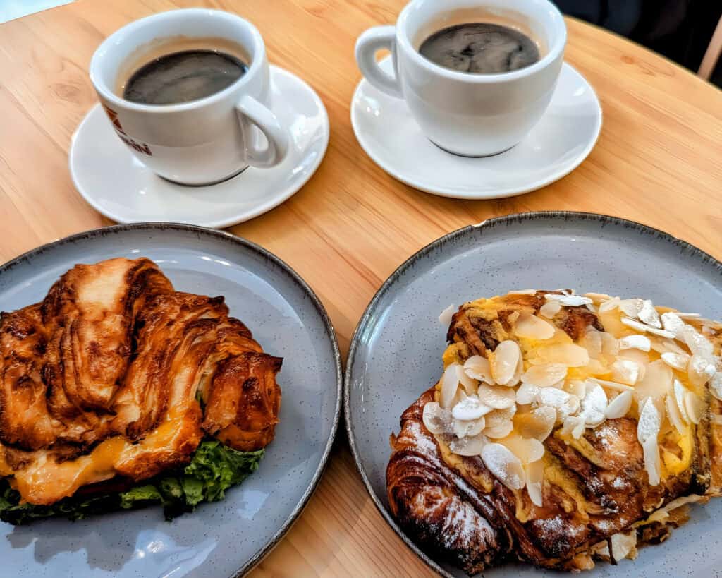 coffee and croisant at Cafe Stretto - Kutaisi Georgia
