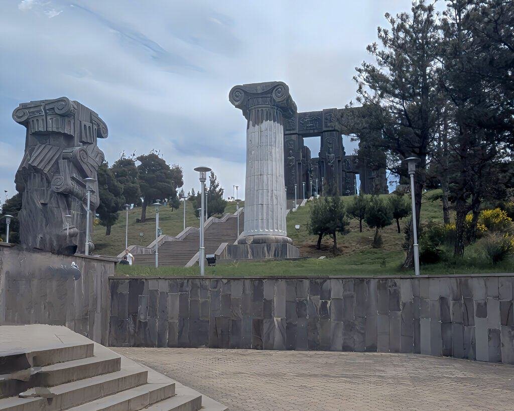 View of the stairs and the entrance to the Chronicles of Georgia