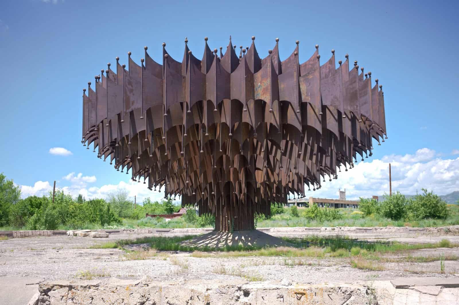 Iron Fountain Gyumri - Armenia still surrounded by devestation from earthquake