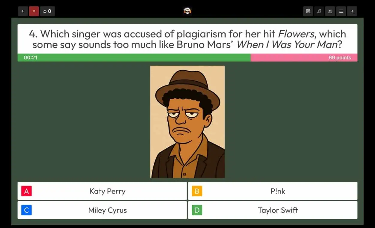 Short Pub Quiz example question
