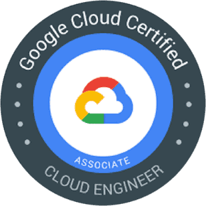 Google Cloud Certified badge with Cloud Engineer designation.