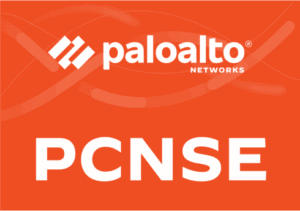 Palo Alto Networks PCNSE certification logo on orange background.