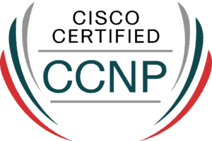 Cisco Certified CCNP badge.